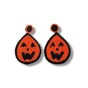 Pumpkin Halloween Beaded Earrings